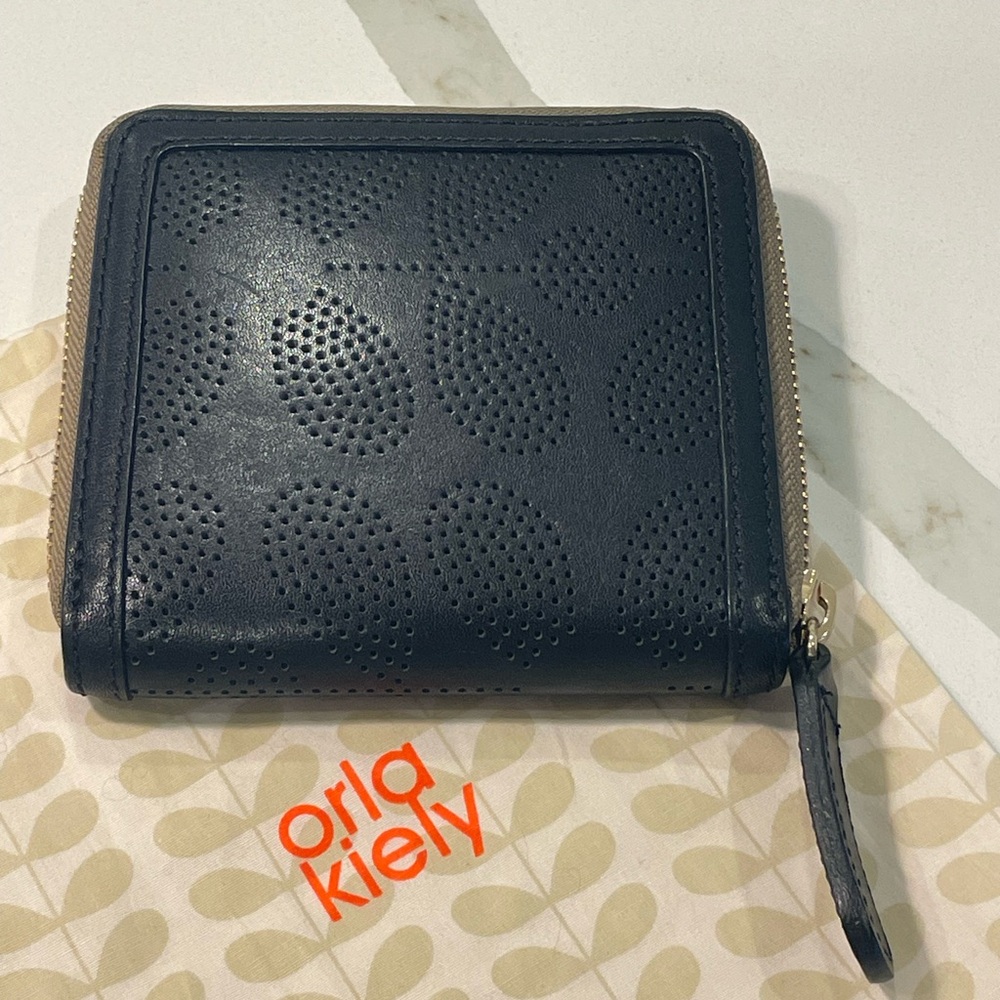 SOLD Orla Kiely Black Perforated Leather Wallet
